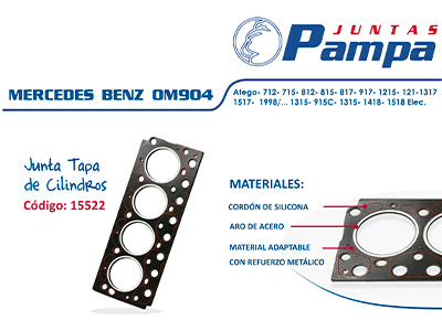Descripción de Producto Juntas Pampa: Junta de tapa de cilindros para Mercedes Benz OM904